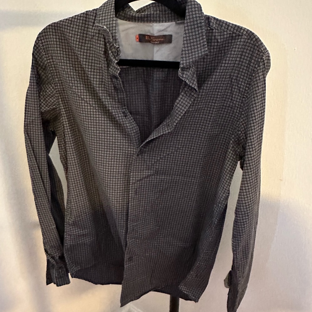 Ben Sherman black grey plaid long sleeve button down